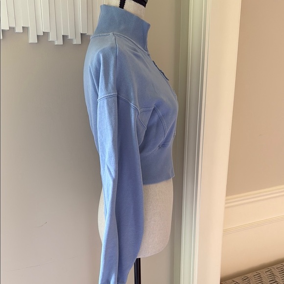 Offline by Aerie Women's Blue Quarter Zip Throwback Corset Cropped Sweatshirt S - Picture 3 of 6